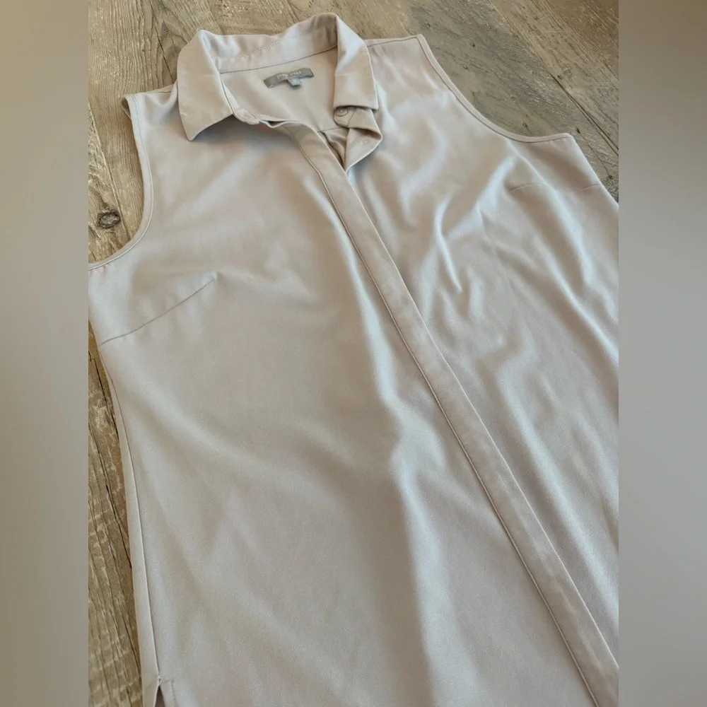 Joan Vass Studio Tan Split Side Button Tunic M - Picture 5 of 7